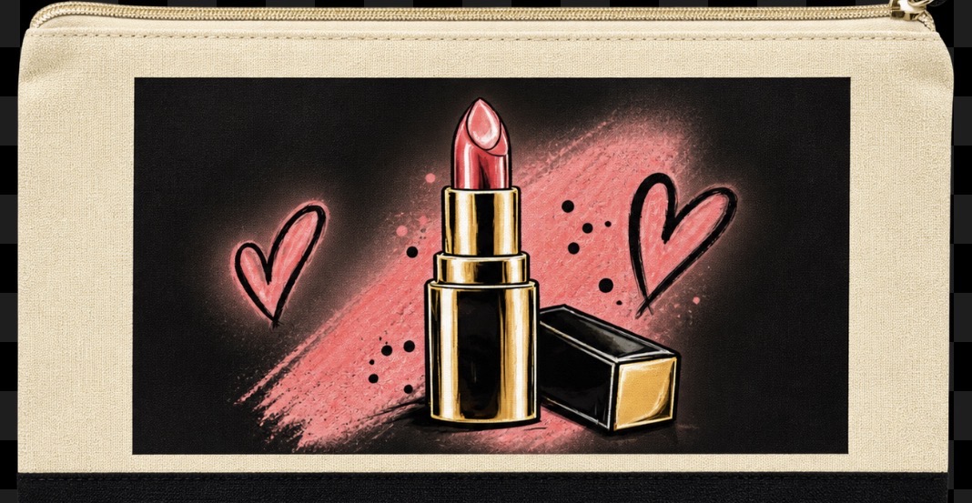 Pochette Rouge à lèvres — Écru et noir